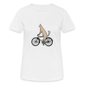 Chat sur le vélo - T-shirt respirant Femme - blanc - Devant - AI Model Female 172 dark (172cm)
