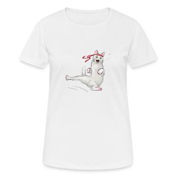 Katze beim Karate - Frauen T-Shirt atmungsaktiv - Weiß - Vorne - AI Model Female 172 dark (172cm)