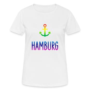 CSD Hamburg, ancre Rainbow Gay - T-shirt respirant Femme - blanc - Devant - AI Model Female 172 dark (172cm)