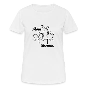 Moin aus Bremen mit den Stadtmusikanten - Frauen T-Shirt atmungsaktiv - Weiß - Vorne - AI Model Female 172 dark (172cm)