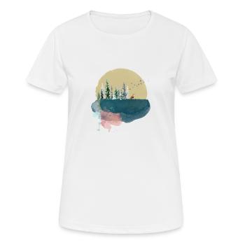 Watercolour forest on the moon! - Women's Breathable T-Shirt - white - Front - AI Model Female 172 dark (172cm)