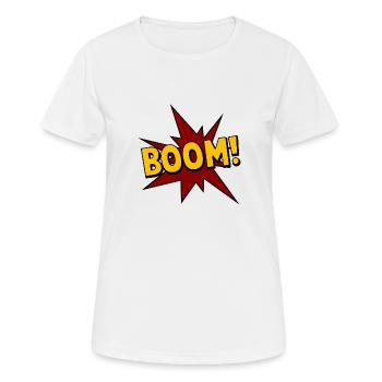 Boom! - Comic - Frauen T-Shirt atmungsaktiv - Weiß - Vorne - AI Model Female 172 dark (172cm)