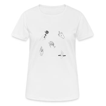 Composition des mains 2 - T-shirt respirant Femme - blanc - Devant - AI Model Female 172 dark (172cm)