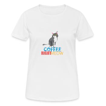 Chat Coffe Miau/ Meow - T-shirt respirant Femme - blanc - Devant - AI Model Female 172 dark (172cm)