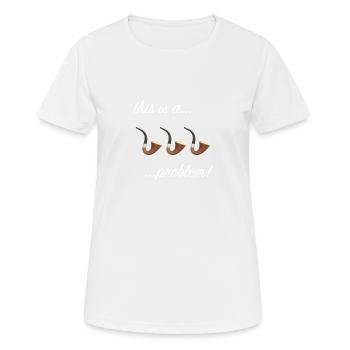 Sherlock Holmes - Dies ist ein 3-Pipe-Problem - Frauen T-Shirt atmungsaktiv - Weiß - Vorne - AI Model Female 172 dark (172cm)