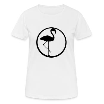black circle round logo silhouette outline flamingo - Women's Breathable T-Shirt - white - Front - AI Model Female 172 dark (172cm)