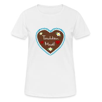 Lebkuchenherz Trachten Madl blau - Frauen T-Shirt atmungsaktiv - Weiß - Vorne - AI Model Female 172 dark (172cm)