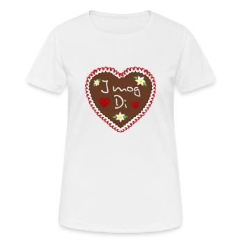 Lebkuchenherz I mog Di rot - Frauen T-Shirt atmungsaktiv - Weiß - Vorne - AI Model Female 172 dark (172cm)