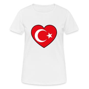Tuerkei Flagge in Herz - Frauen T-Shirt atmungsaktiv - Weiß - Vorne - AI Model Female 172 dark (172cm)