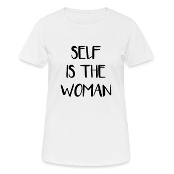 Even the woman is Denglish - Women's Breathable T-Shirt - white - Front - AI Model Female 172 dark (172cm)