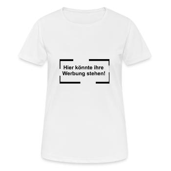 Hier könnte Ihre Werbung stehen - Frauen T-Shirt atmungsaktiv - Weiß - Vorne - AI Model Female 172 dark (172cm)