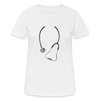 Realistischer Stethoskop - Frauen T-Shirt atmungsaktiv - Weiß - Vorne - AI Model Female 172 dark (172cm)