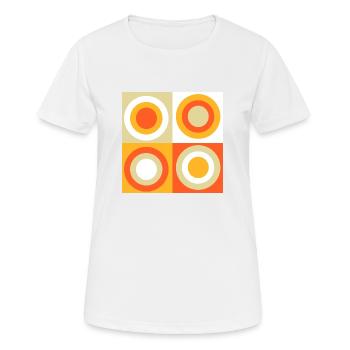 70er Jahre Muster Kreise Kringel - Frauen T-Shirt atmungsaktiv - Weiß - Vorne - AI Model Female 172 dark (172cm)