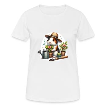 Gardener Guinea Pig’s Green Thumb - Frauen T-Shirt atmungsaktiv - Weiß - Vorne - AI Model Female 172 dark (172cm)