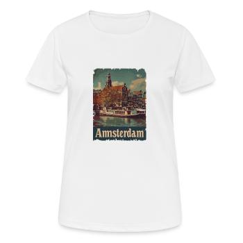 Vintage Amsterdam Kanal Niederlande Holland - Frauen T-Shirt atmungsaktiv - Weiß - Vorne - AI Model Female 172 dark (172cm)