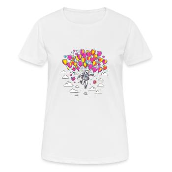Kinderbild Malen Katze Luftballon Herz - Frauen T-Shirt atmungsaktiv - Weiß - Vorne - AI Model Female 172 dark (172cm)