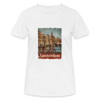 Vintage Amsterdam Kanal Niederlande Holland - Frauen T-Shirt atmungsaktiv - Weiß - Vorne - AI Model Female 172 dark (172cm)