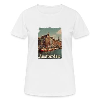 Vintage Amsterdam Kanal Niederlande Holland - Frauen T-Shirt atmungsaktiv - Weiß - Vorne - AI Model Female 172 dark (172cm)