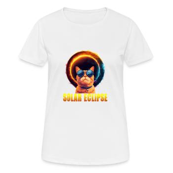 Sonnenfinsternis Katze - Frauen T-Shirt atmungsaktiv - Weiß - Vorne - AI Model Female 172 dark (172cm)