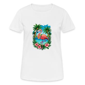 Tropical Flamingo Summer Vibes Beach Scene - Frauen T-Shirt atmungsaktiv - Weiß - Vorne - AI Model Female 172 dark (172cm)