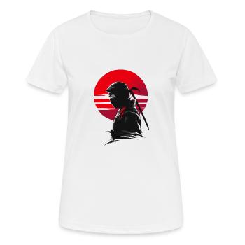 Mysteriöser Ninja-Krieger roten Sonnenuntergang - Frauen T-Shirt atmungsaktiv - Weiß - Vorne - AI Model Female 172 dark (172cm)