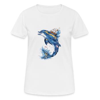 Ozean Wellen Segeln Abenteuer Delphin - Frauen T-Shirt atmungsaktiv - Weiß - Vorne - AI Model Female 172 dark (172cm)