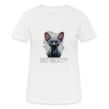 Wie Nackt Nacktkatze - Frauen T-Shirt atmungsaktiv - Weiß - Vorne - AI Model Female 172 dark (172cm)