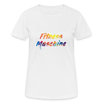 Fitness Maschine - Frauen T-Shirt atmungsaktiv - Weiß - Vorne - AI Model Female 172 dark (172cm)