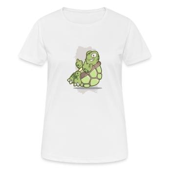 Schildkröte Zoo Lustiges Tier Mittelfinger Protest - Frauen T-Shirt atmungsaktiv - Weiß - Vorne - AI Model Female 172 dark (172cm)