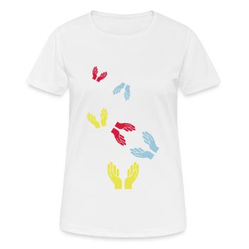 Icône d’icône de mains - T-shirt respirant Femme - blanc - Devant - AI Model Female 172 dark (172cm)