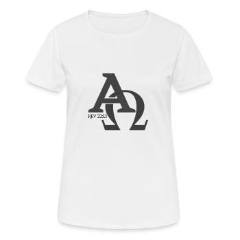 Christian Design Alpha et Omega, le grec - T-shirt respirant Femme - blanc - Devant - AI Model Female 172 dark (172cm)