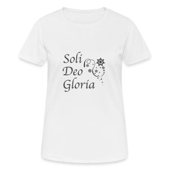 Christian Design Soli Deo Gloria signifiant Gloire à - T-shirt respirant Femme - blanc - Devant - AI Model Female 172 dark (172cm)