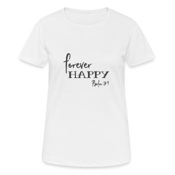 Christian Design Für immer glücklicher Psalm 28 Vers 7 - Frauen T-Shirt atmungsaktiv - Weiß - Vorne - AI Model Female 172 dark (172cm)