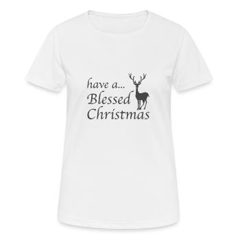 Christliches Weihnachtsdesign Gesegnete Weihnachten - Frauen T-Shirt atmungsaktiv - Weiß - Vorne - AI Model Female 172 dark (172cm)