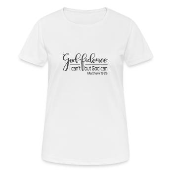 Christian Design Gott-Treue Ich kann nicht, aber Gott kann - Frauen T-Shirt atmungsaktiv - Weiß - Vorne - AI Model Female 172 dark (172cm)