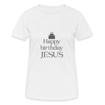 Christian Christmas Design Happy Birthday Jesus - Women's Breathable T-Shirt - white - Front - AI Model Female 172 dark (172cm)