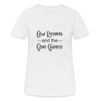 Christlicher Plan Gott regiert und der Sohn leuchtet ein - Frauen T-Shirt atmungsaktiv - Weiß - Vorne - AI Model Female 172 dark (172cm)