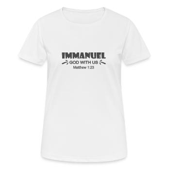Conception chrétienne Emmanuel Signifiant Dieu avec nous - T-shirt respirant Femme - blanc - Devant - AI Model Female 172 dark (172cm)