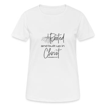 Le dessein chrétien enraciné et édifié en Christ - T-shirt respirant Femme - blanc - Devant - AI Model Female 172 dark (172cm)