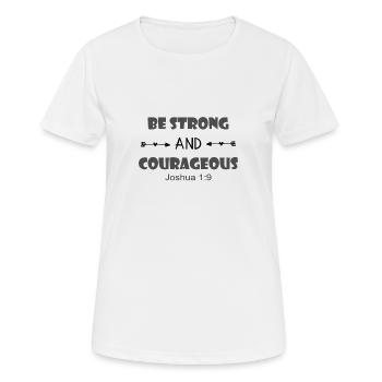 Christliches Design Sei stark und mutig Joshua - Frauen T-Shirt atmungsaktiv - Weiß - Vorne - AI Model Female 172 dark (172cm)