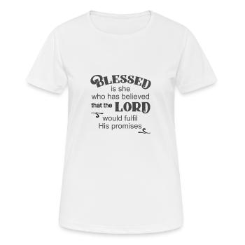 Le design chrétien croit aux promesses et est - T-shirt respirant Femme - blanc - Devant - AI Model Female 172 dark (172cm)