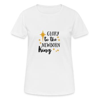 Christliches Design Ruhm dem neugeborenen König - Frauen T-Shirt atmungsaktiv - Weiß - Vorne - AI Model Female 172 dark (172cm)