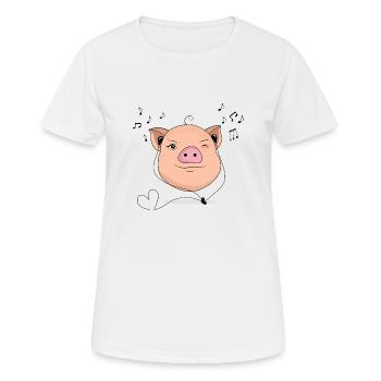 Pig with headphones music gift - Women's Breathable T-Shirt - white - Front - AI Model Female 172 dark (172cm)