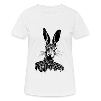 Hase mit Brille - Osterhase - Feldhase - Frauen T-Shirt atmungsaktiv - Weiß - Vorne - AI Model Female 172 dark (172cm)