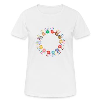 hands - Women's Breathable T-Shirt - white - Front - AI Model Female 172 dark (172cm)