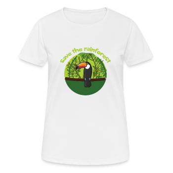 L'oiseau toucan comme symbole pour sauver la forêt tropicale - T-shirt respirant Femme - blanc - Devant - AI Model Female 172 dark (172cm)