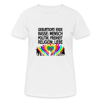 Gegen Rassismus - Frauen T-Shirt atmungsaktiv - Weiß - Vorne - AI Model Female 172 dark (172cm)
