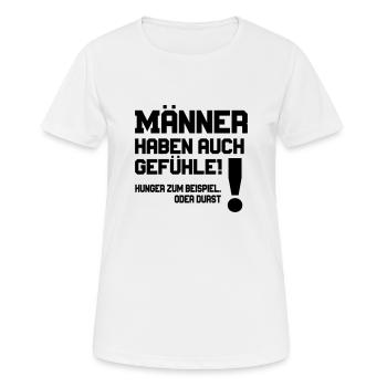 Männer haben auch Gefühle! Spruch - Frauen T-Shirt atmungsaktiv - Weiß - Vorne - AI Model Female 172 dark (172cm)
