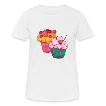 Cupcake Muffin Gâteau à la confiserie - T-shirt respirant Femme - blanc - Devant - AI Model Female 172 dark (172cm)