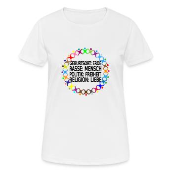 Gegen Rassismus - Frauen T-Shirt atmungsaktiv - Weiß - Vorne - AI Model Female 172 dark (172cm)